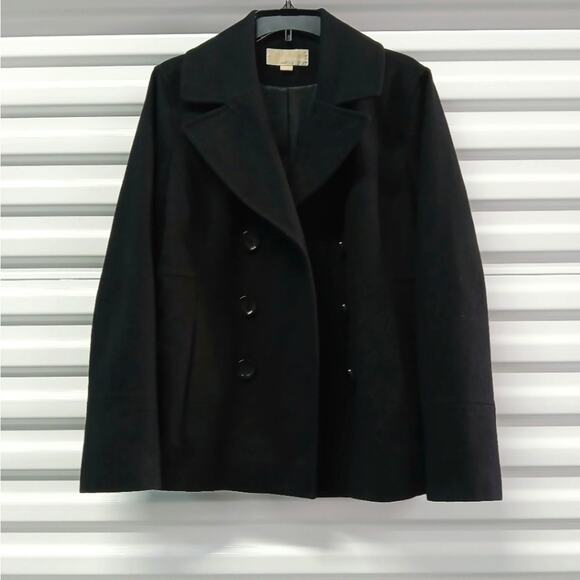 Michael Michael Kors Women's Peacoat Size Large Black Wool Blend Winter Coat - Picture 2 of 7